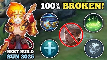 SUN 100% BROKEN BUILD VS. CHOU! (no cooldown!🙉) SUN BEST BUILD AND EMBLEM 2025 -MLBB