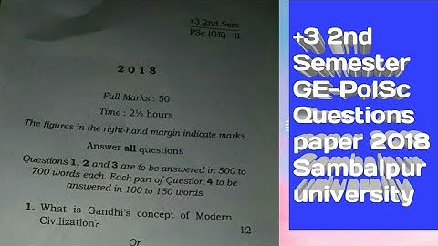 +3 2nd semester GE-PolSc Questions paper 2018 Sambalpur university