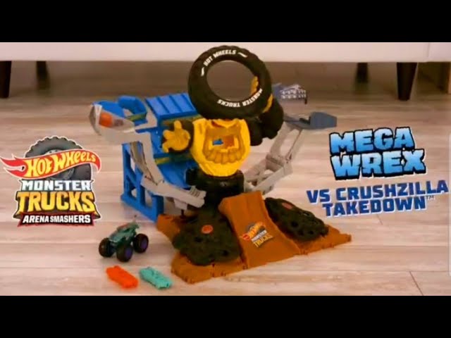 Epic Hot Wheels Monster Trucks Arena Smashers, Mega Wrex VS Crushzilla  Takedown, Defeat The Gorilla 