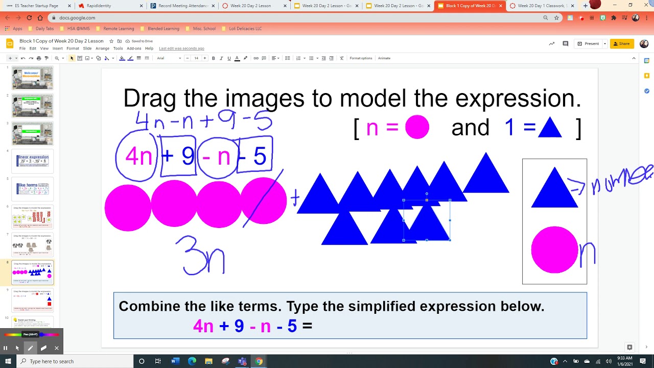 Day 2 Combing Like Terms YouTube