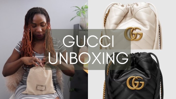 GG Marmont mini velvet bucket bag, Gucci