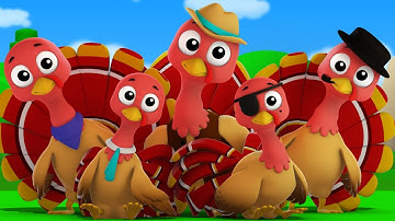 Thumbnail of five little turkeys | turkey song | kids music | infant rhymes by Farmees