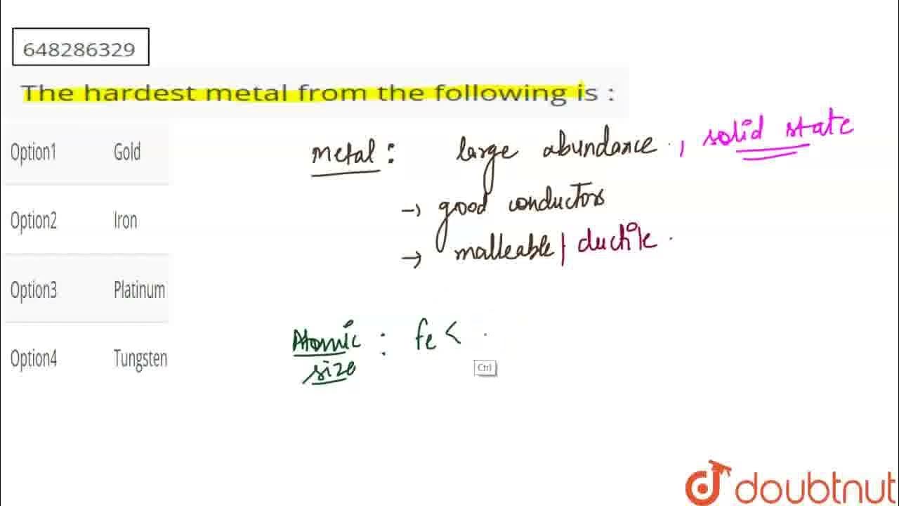 The hardest metal from the following is CLASS 9 METALS AND NON