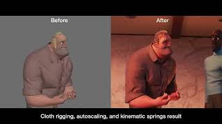 Costume design and construction on Incredibles 2 by Pixar Animation Studios