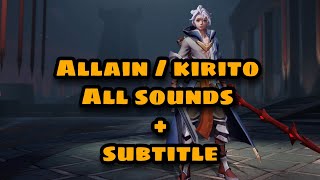 Allain / kirito voicelines | NEW Hero Allain all sounds   English subtitle | AoV YouTube