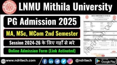 LNMU Mithila University PG 2nd Semester Admission 2025 MA MSc MCom Session 2024 26