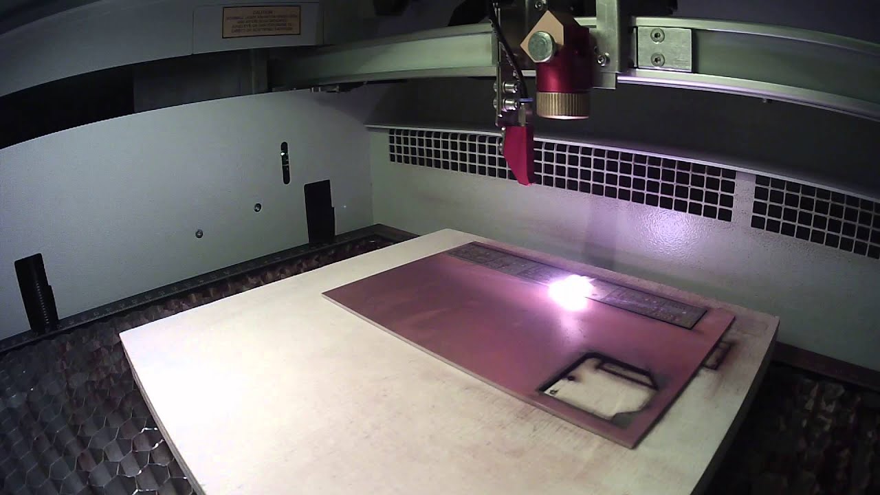 Engraving and cutting PCB on Trotec Speedy 100 flexx - YouTube