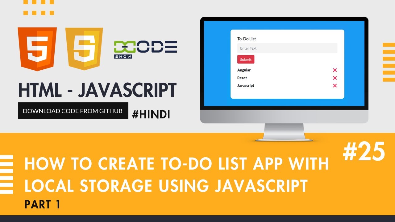 How To Create To-Do List App with Local Storage using JavaScript Part 1 ...
