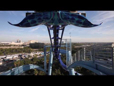 Manta Roller Coaster Front Seat POV Sea World Orlando HD