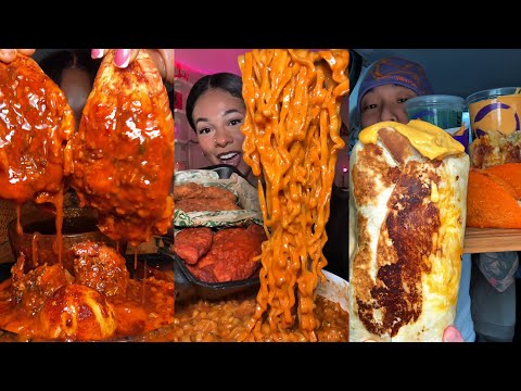 TIKTOK Mukbang Compilation Seafood Boil Wingstop Taco Bell Dave's Hot Chicken More