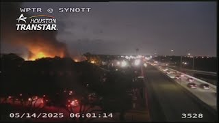 Large fire burning seen from traffic cameras on Westpark Tollway in west Houston