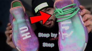 HOW TO LACE YOUR HUMAN RACES BACK TO THE FACTORY LACING STEP BY STEP GUIDE!!!