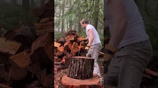 🛠️ Wood Chopping Big Chunk - Maul Power Test! #firewood