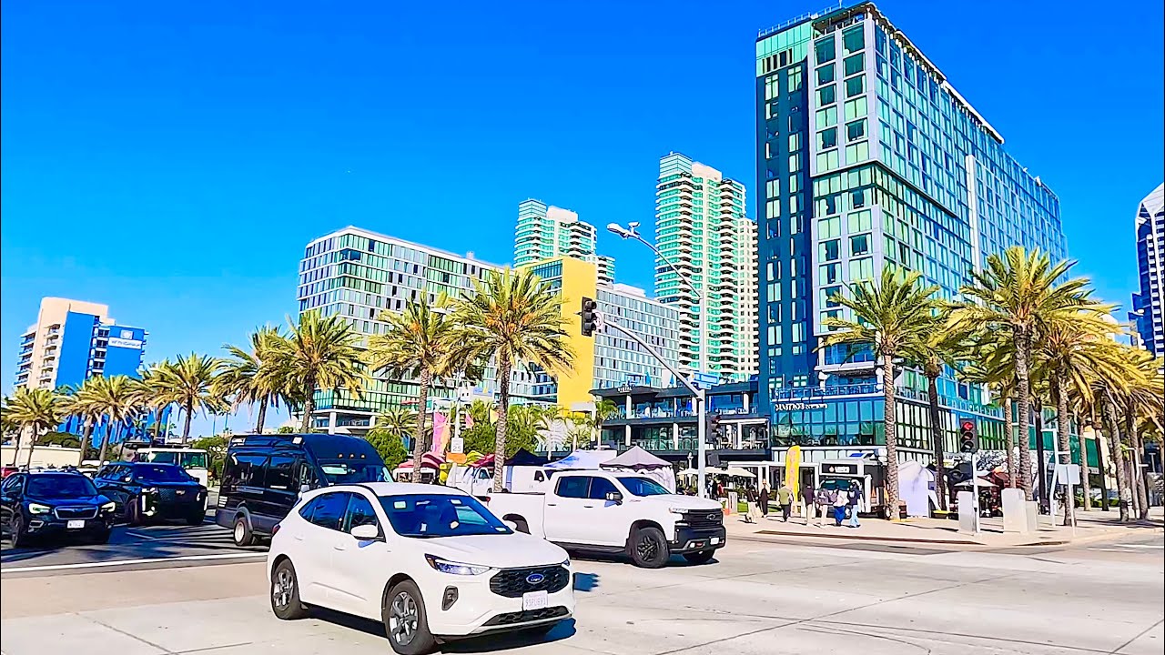 San Diego, California 2026 Walking Tour in 4K - Waterfront, Seaport & Gaslamp Quarter