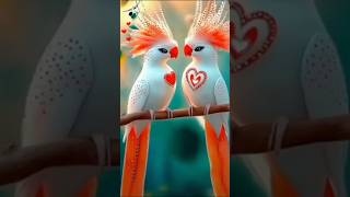 Love Birds Romantic Talk 💙 Cute Bird Love Story 🐦❤️ #Shorts#lovebirds #romanticbirds #birdlove
