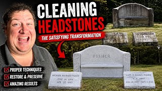 Pro removes stains from a gravestone