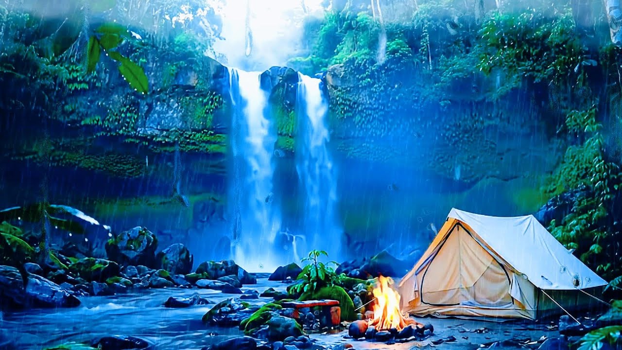 Waterfall White Noise & Rain Sounds for Sleeping , Relief Insomnia - River Cozy