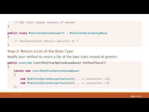 Handling Multiple Generic Types in a Single List with ModifierOptionGroup in Unity