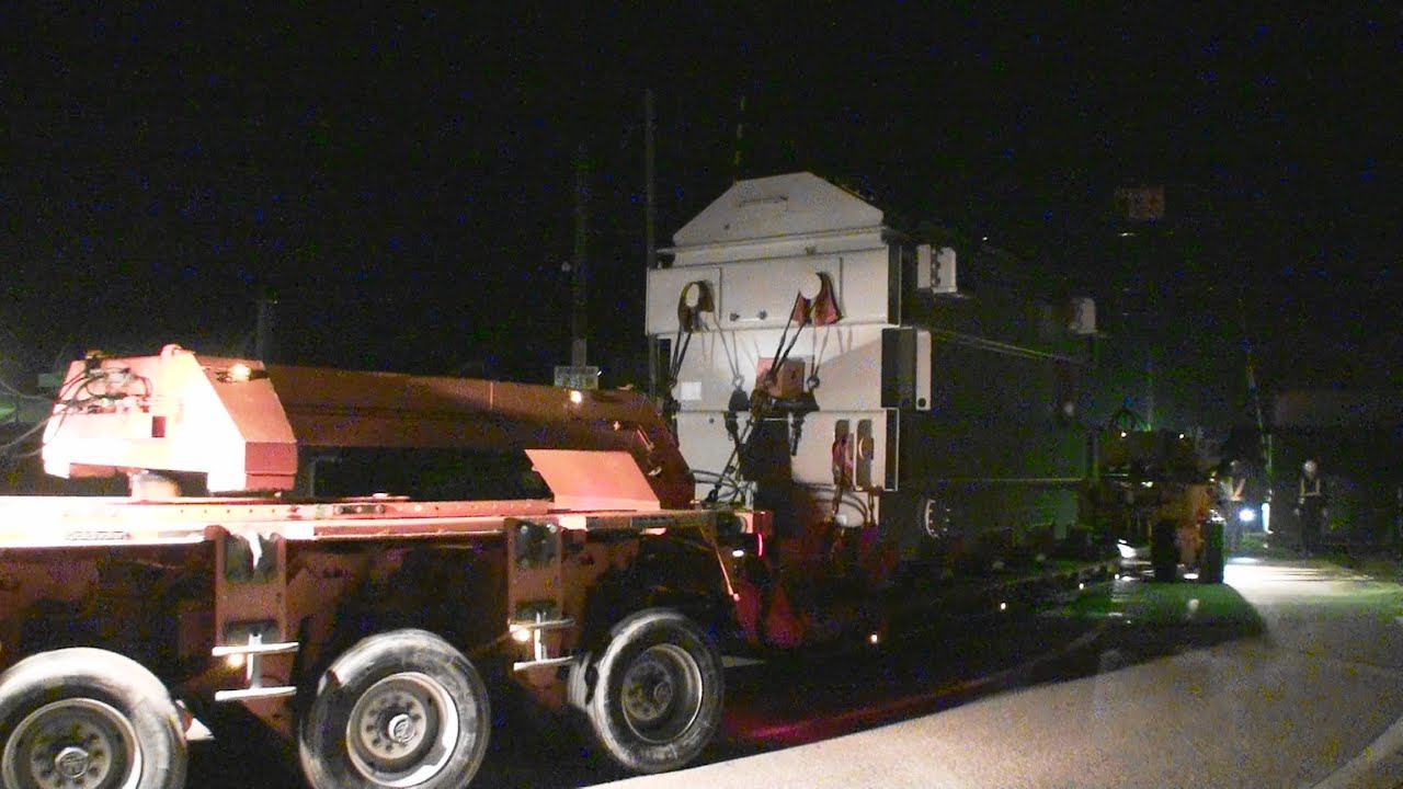 3/4][特大貨物輸送] 大型トレーラー 深夜の陸上輸送 北陸新幹線用変圧