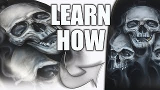 Learn How to Airbrush 'Triple Skulls' and Smoke Flames