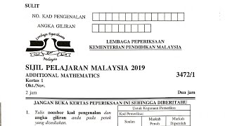 SPM - AddMath 2019- Paper 1 Live Discussion