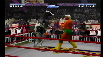 RIC FLAIR FIGHTS A COW AND LOSES (WCW/NWO Thunder-PS1)