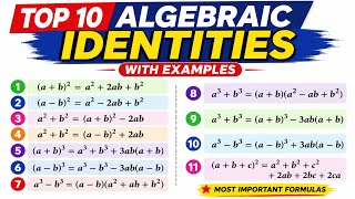 ✅ Top 10 Algebraic Identities with Examples | Easy Maths Revision 🔥#maths