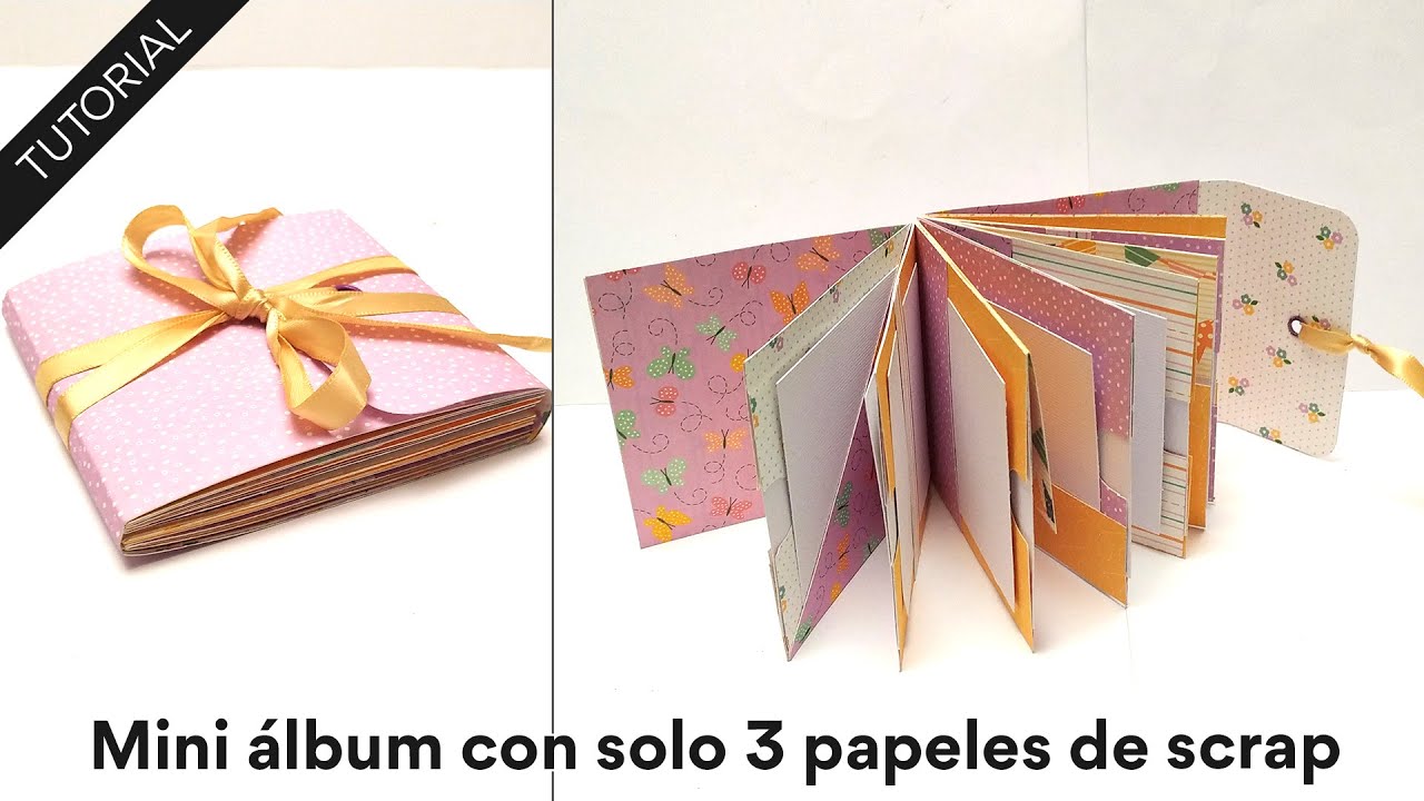 Mini álbum de scrap con sólo 3 papeles 🤯🤩 Lleno de bolsillos y espacios  ❤️ 