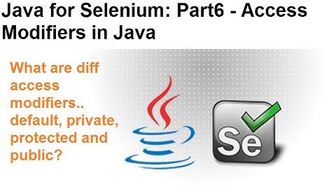 Java for Selenium | Part6 | Java Access Modifiers