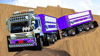 isuzu deca 270 ลากพ่วงวิ่งลงบ่อหินทางลงโหดมาก!! - Farming simulator 19