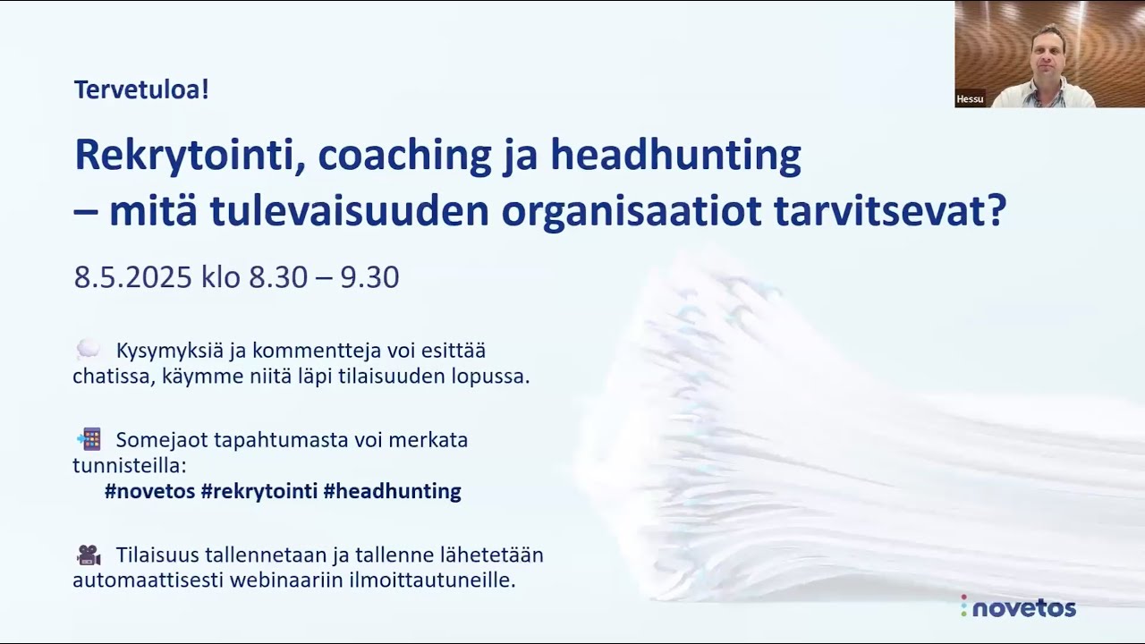 Rekrytointi, coaching ja headhunting – mitä tulevaisuuden organisaatiot tarvitsevat? -webinaari