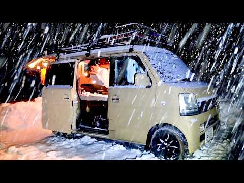 【大雪】静かな雪の中で車生活。北海道で１番の目的地へ。