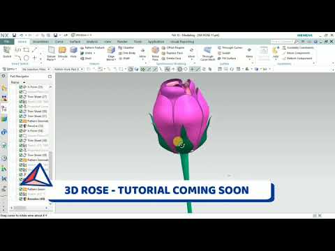 3D Rose Making Tutorial in Siemens NX Available. Check Playlist. #siemensnx #rose #3drose #shorts