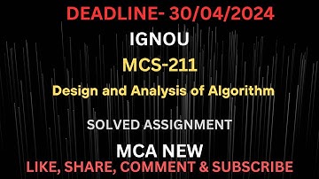 MCS 211 SOLVED ASSIGNMENT #ignou #ignousolvedassignment #mcs211 #ignoumca #mcanew