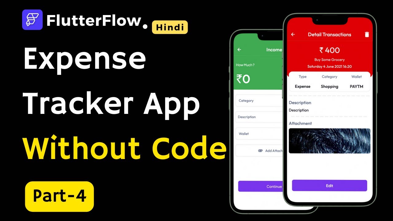 Expense Tracker App Flutter | FlutterFlow Tutorial For Expense Tracker App Without Code Part- 4