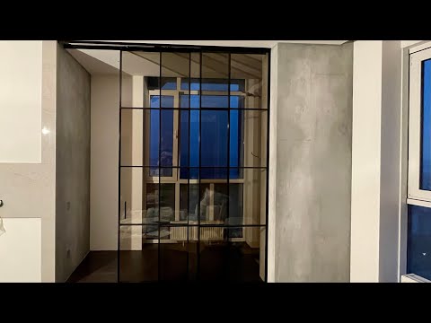 Скляна розсувна перегородка в алюмінієвому профілі, відео 1