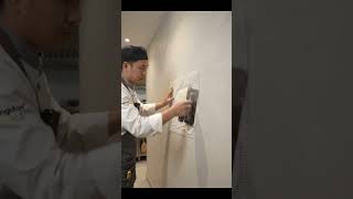 A forgotten light spot, neatly wiped from the wall. #WallRepair #SconceRemoval