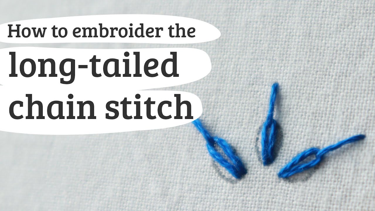long-tailed chain stitch embroidery tutorial - lazy daisy - YouTube