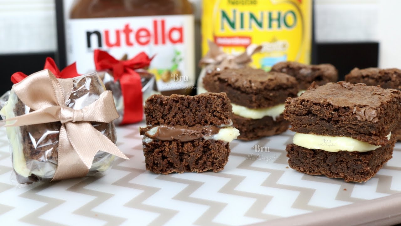 FAÇA E VENDA - BROWNIE RECHEADO NINHO COM NUTELLA LUCRE MUITO | Bru na Cozinha |