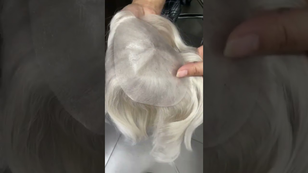 All grey hair toupee, human gray hair system . Repeated custom order, 