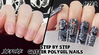 ENCAPSULATED GLITTER POLYGEL NAILS | The Beauty Vault