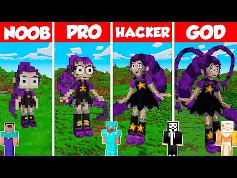 Lily Lovebraids Build Battle Challenge - Noob vs Pro vs Hacker vs God - Minecraft Animation