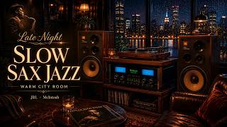 Late Night Slow Sax Jazz | JBL × McIntosh Warm City Listening Room for Rainy Midnight Relaxation