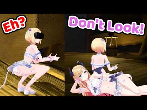 Choco Preventing Aki from Being too Lewd when Playing VR Horror Game (Hololive)