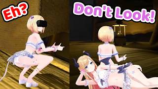 Choco Preventing Aki from Being too Lewd when Playing VR Horror Game (Hololive)