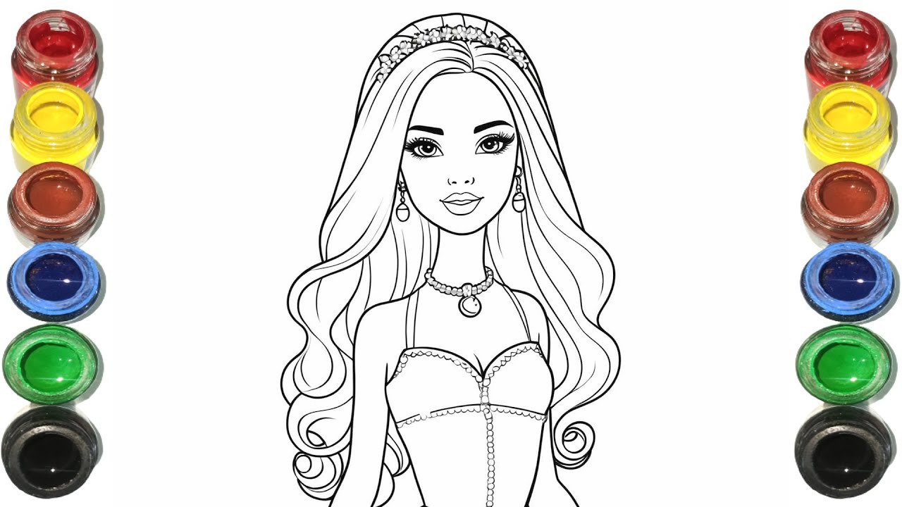 Cute Barbie Girl Drawing for kids, Painting & Coloring for kids, Toddlers | Let's Draw Together