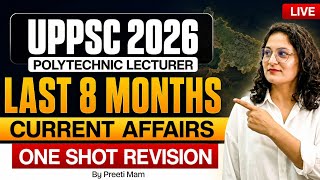 UPPSC Polytechnic Lecturer 2026 | Last 8 Months Current Affairs | One Shot Revision 🔥| by preeti mam