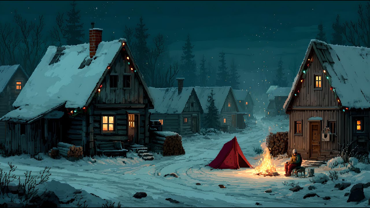 Serene Snowy Campfire | Ambient House 16-Bit Music | Cozy Chill Vibes