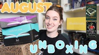 august book unboxing | owlcrate, fairyloot, illumicrate