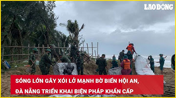 Sóng lớn gây xói lở mạnh bờ biển Hội An, Đà Nẵng triển khai biện pháp khẩn cấp| Báo Lao Động
